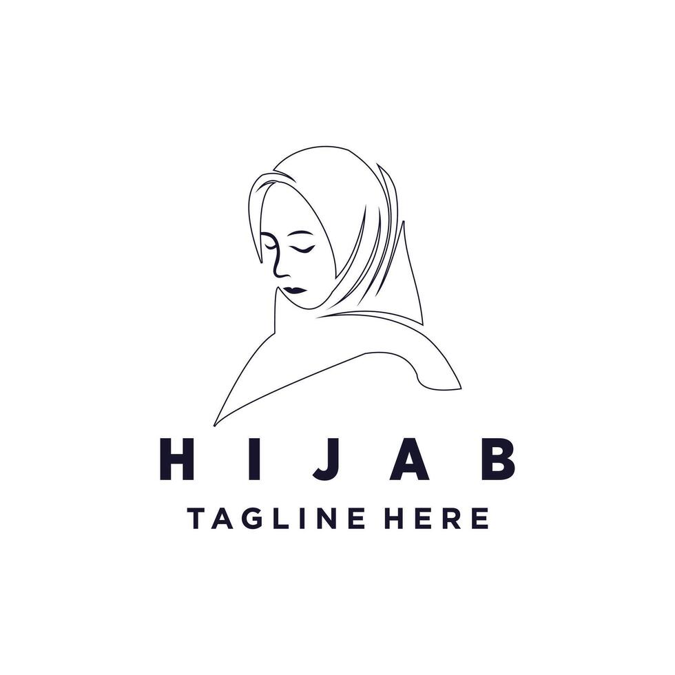 hijab with unique beauty concept logo design premium vector