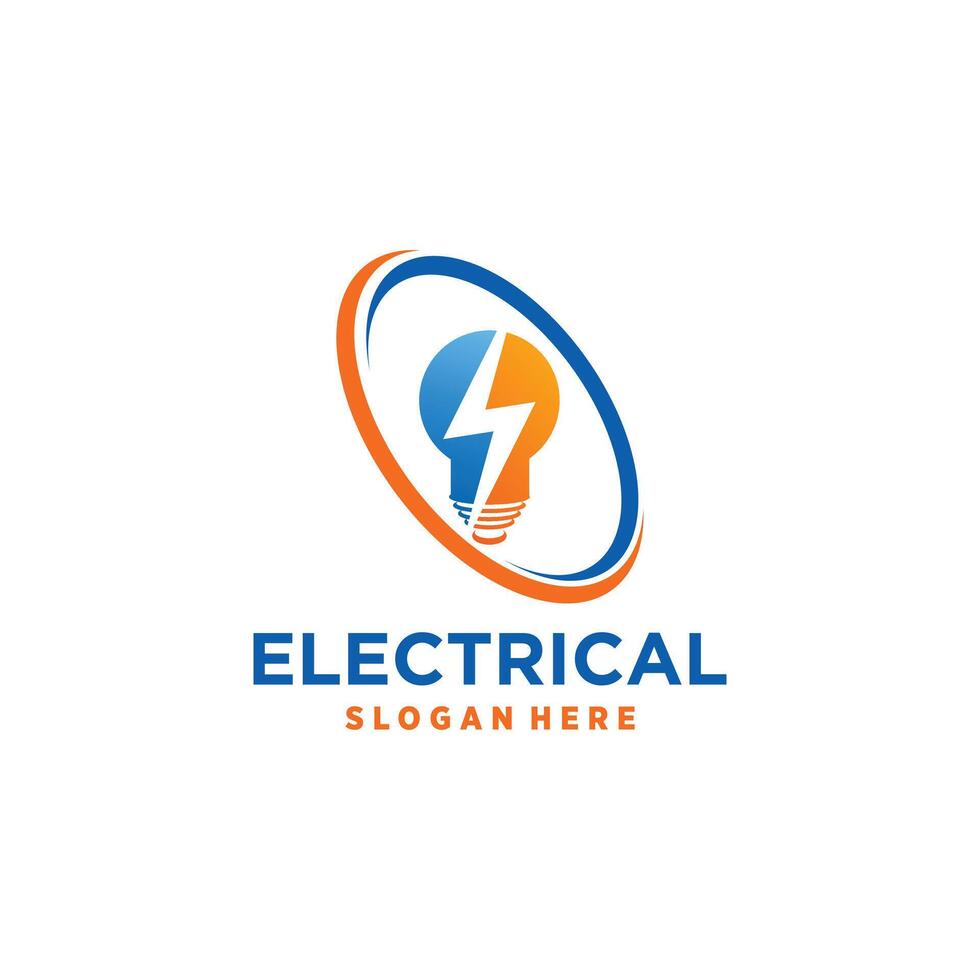 light bulb logo with power electric concept premium vector
