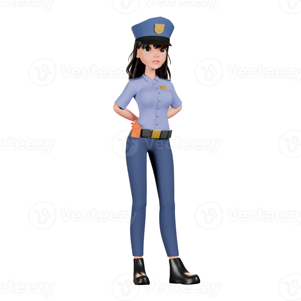 3d render of law enforcer in upright position png