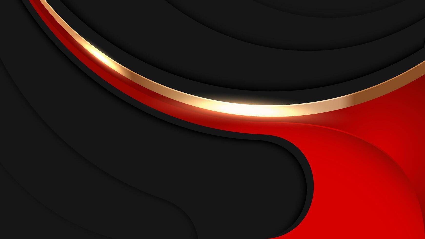 Luxury black red banner background. Elegant red and black backdrop with golden wavy line. vector