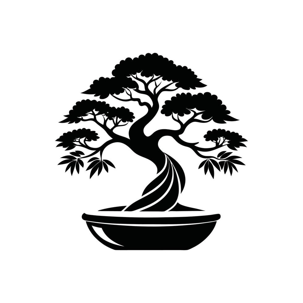bonsai tree , design template style concept black and white vector