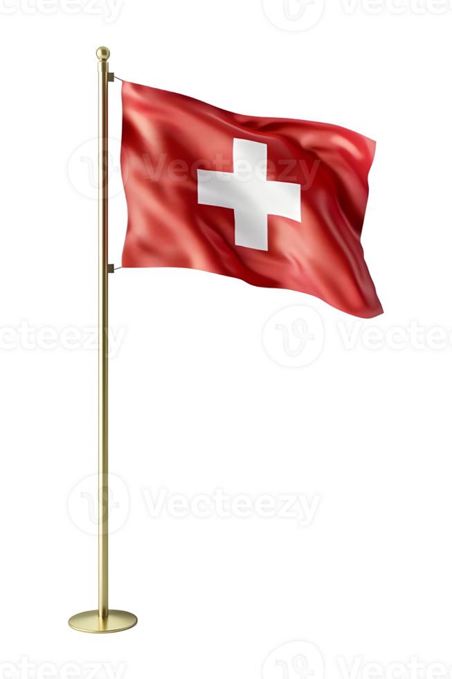 Switzerland waving flag isolated on transparent background png