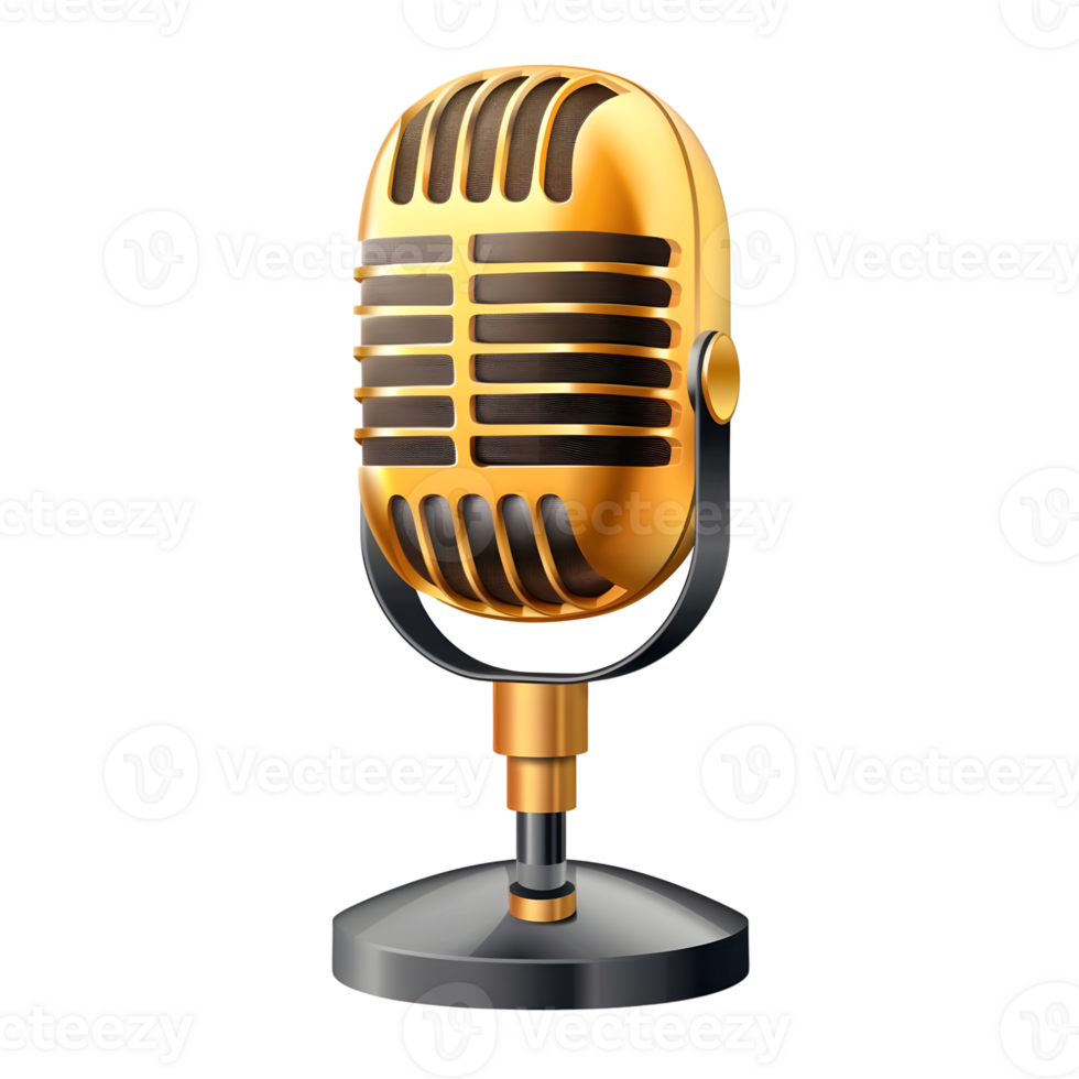 Yellow Microphone isolated on transparent background png