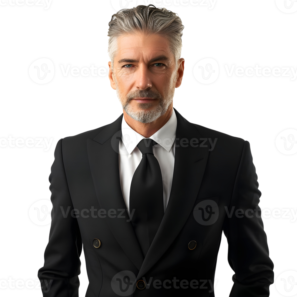 Confident Old Man in Business Suit Isolated on Transparent Background png