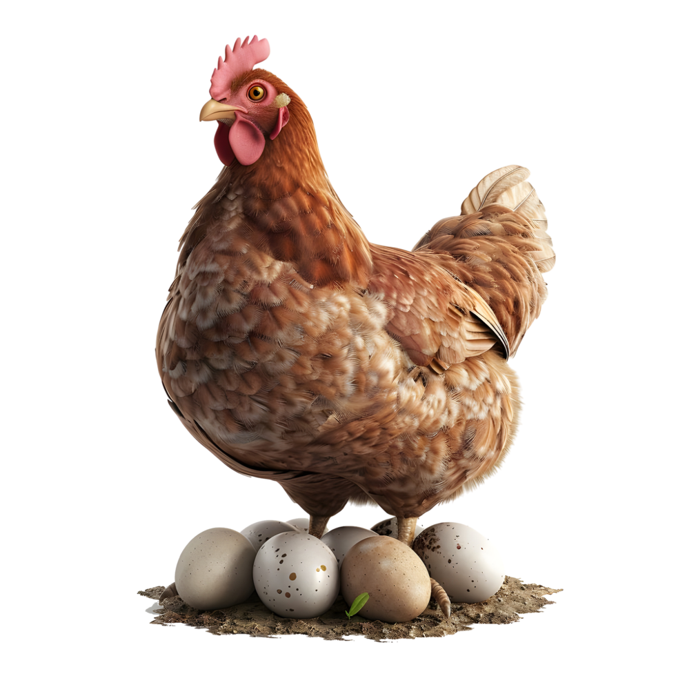 Hen with Eggs isolated on transparent background png