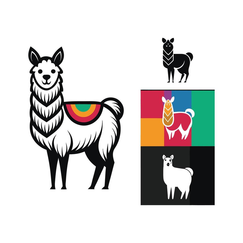 Alpaca Logo Silhouette Creations vector