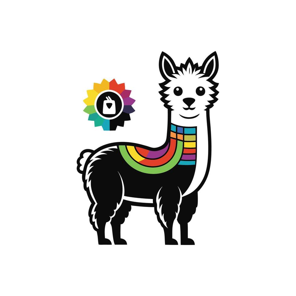 Alpaca Logo and Silhouettes vector