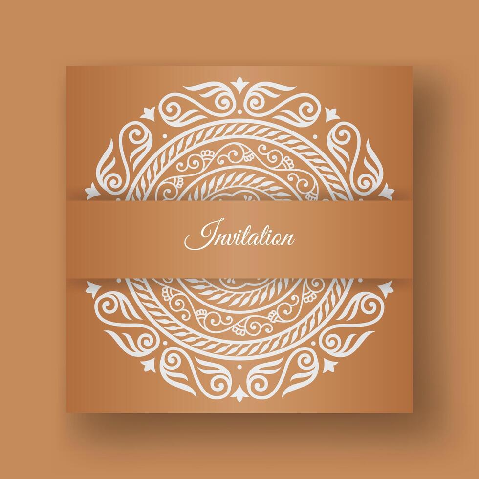 Invitation card with white mandala design vector