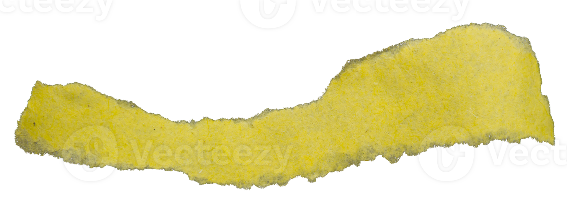 Ripped torn one yellow paper piece on transparent background, paper cut out design element png