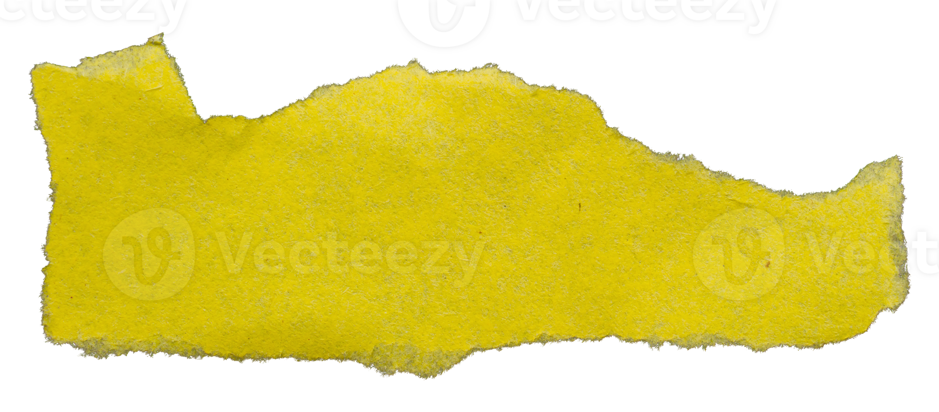Ripped torn one yellow paper design element on transparent background, cut out paper png
