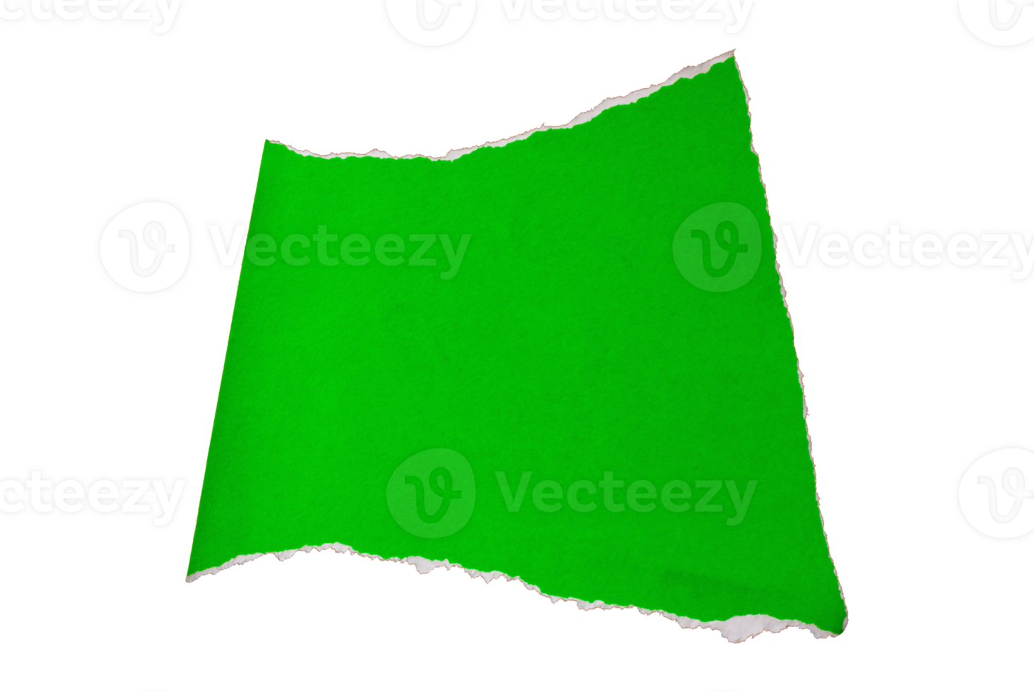 Ripped torn one green paper piece on transparent background, paper cut out design element png