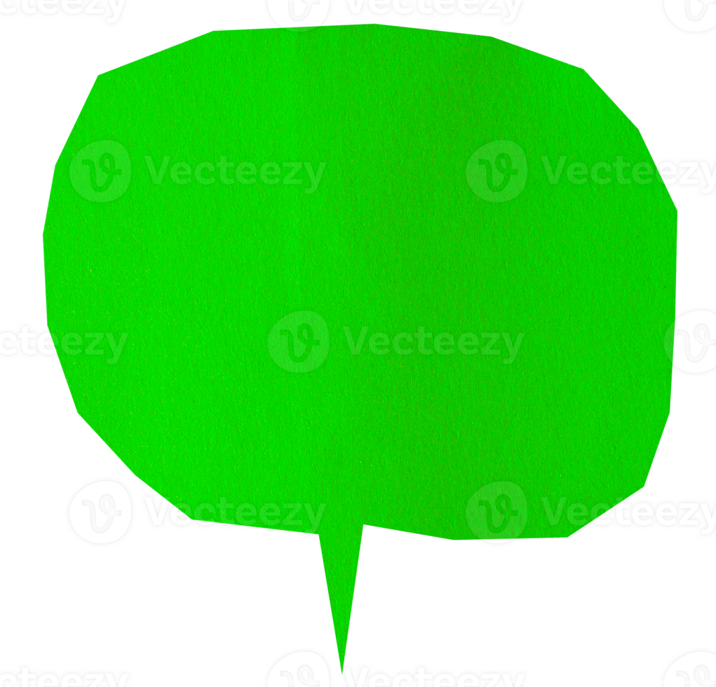 Green paper speech bubble design element isolated on transparent background png