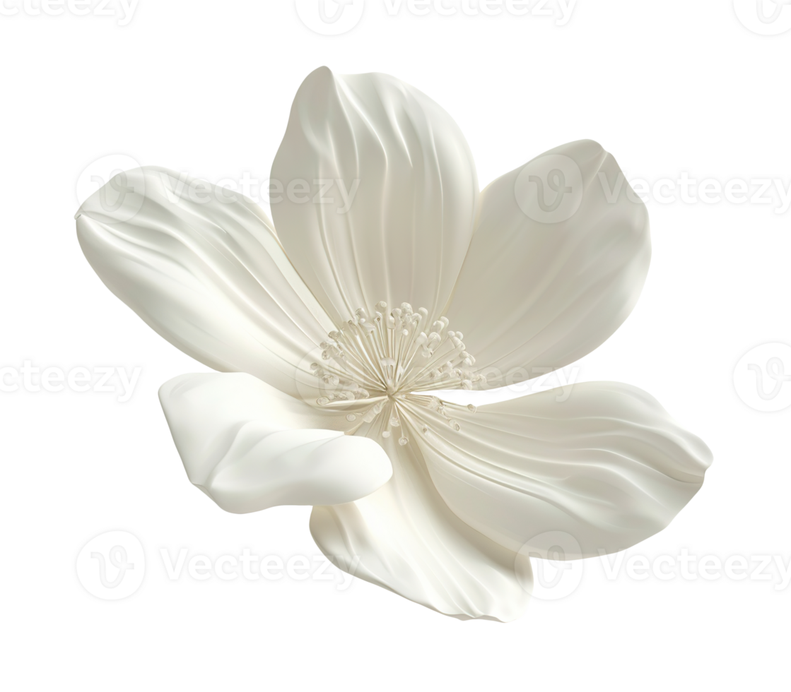 Elegant white flower floating in the air, on transparent background. Cut out design element for beauty, festive themes. Blossom. png