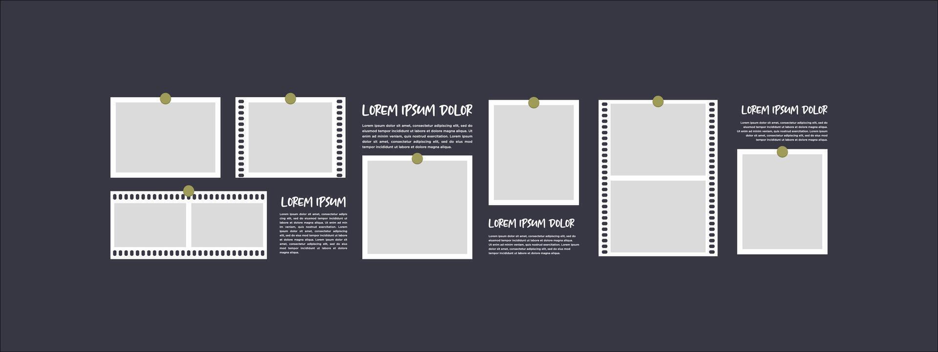 Blank collage frame template for photos and images vector