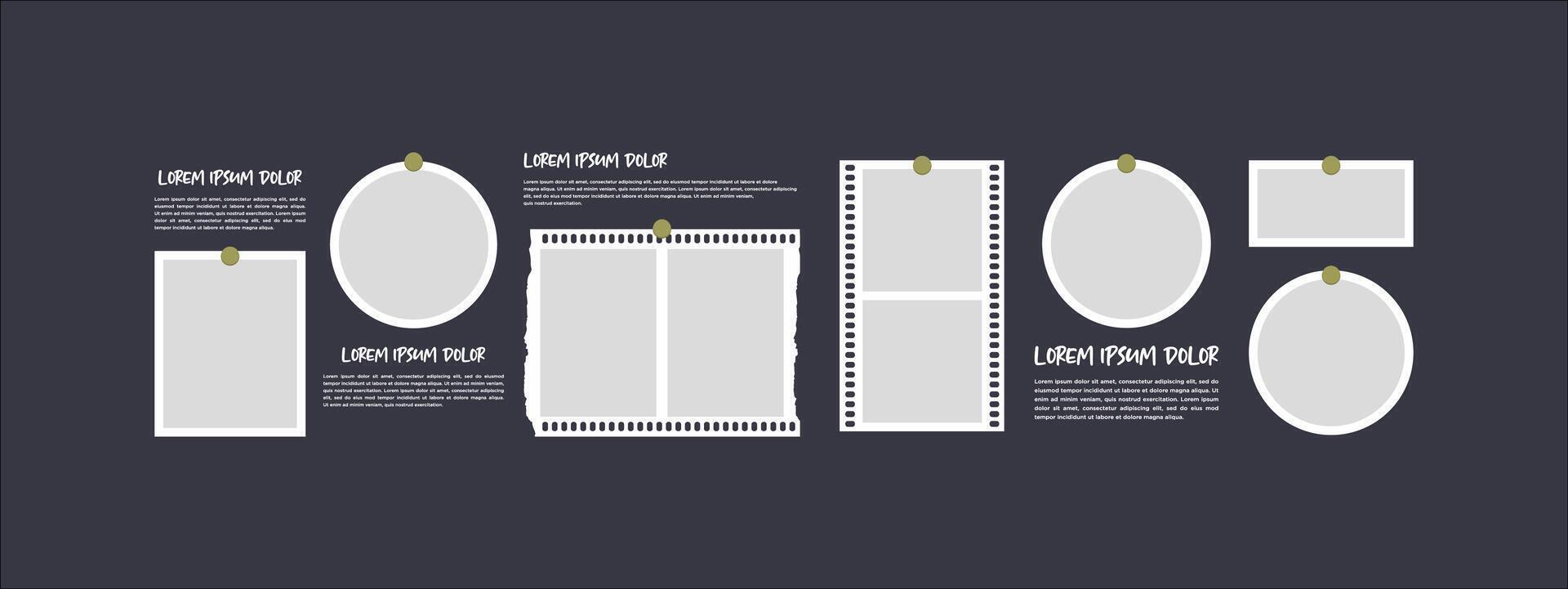 Collage photo frames set with text vector