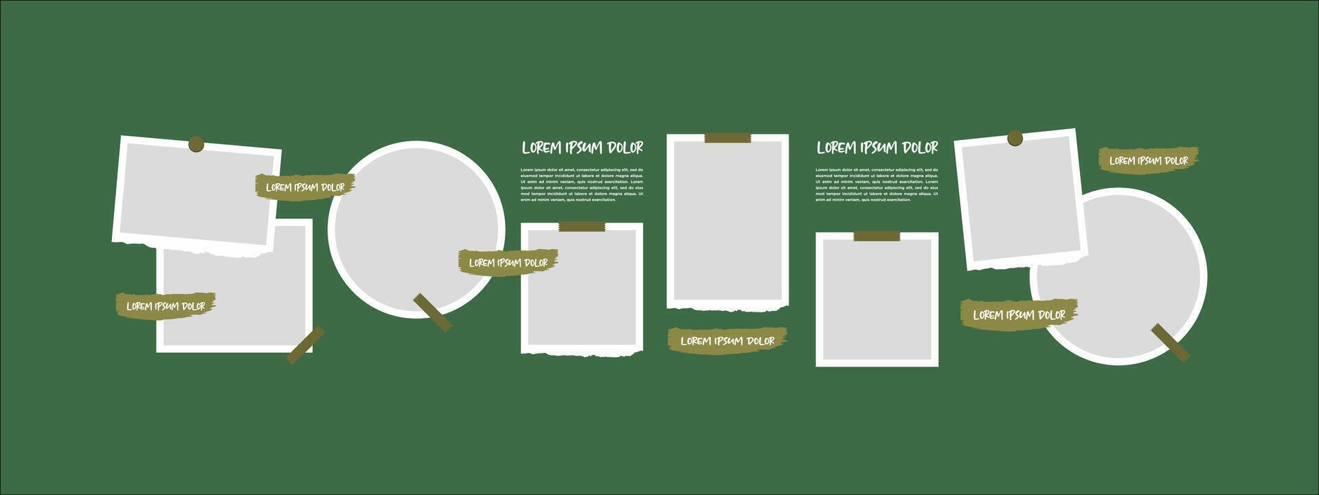 Pictures or photos frame collage layout abstract photo frames and digital photo wall template vector