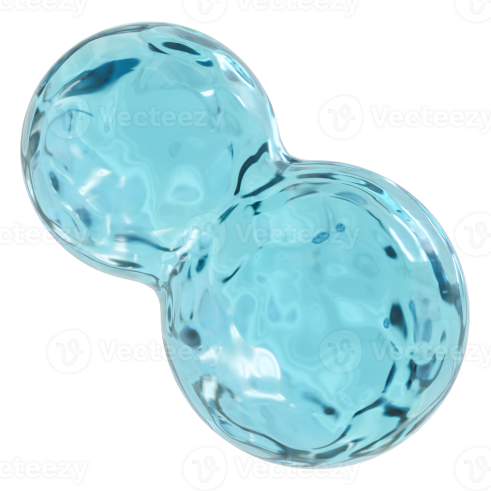 Vivid 3D render of water molecules, showcasing translucent blue spheres connected seamlessly, on transparent background, symbolizing molecular structure and scientific concept. png