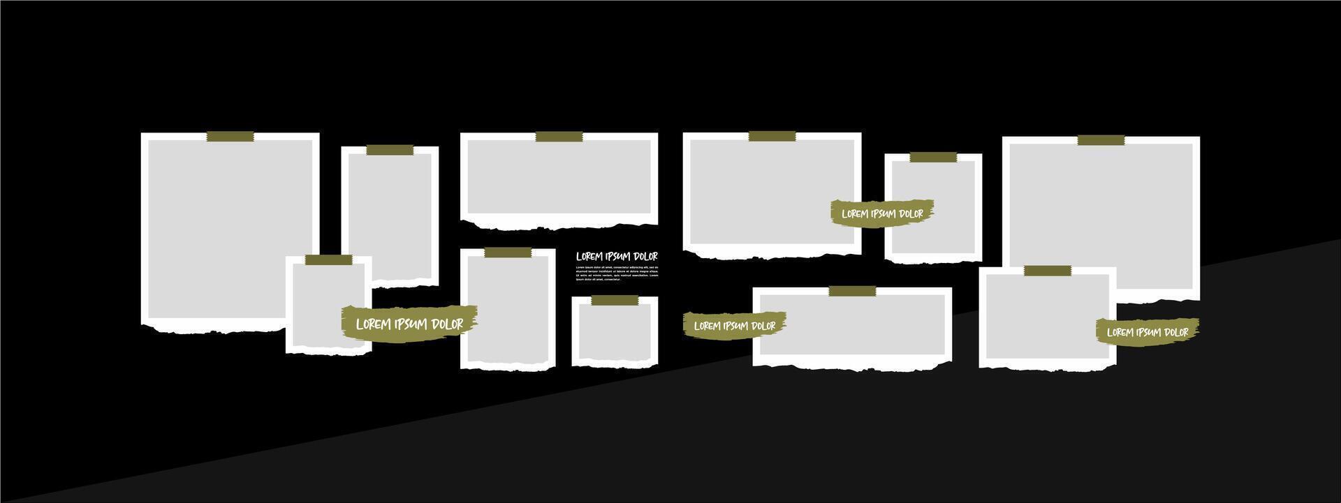 digital photo wall picture collage template vector