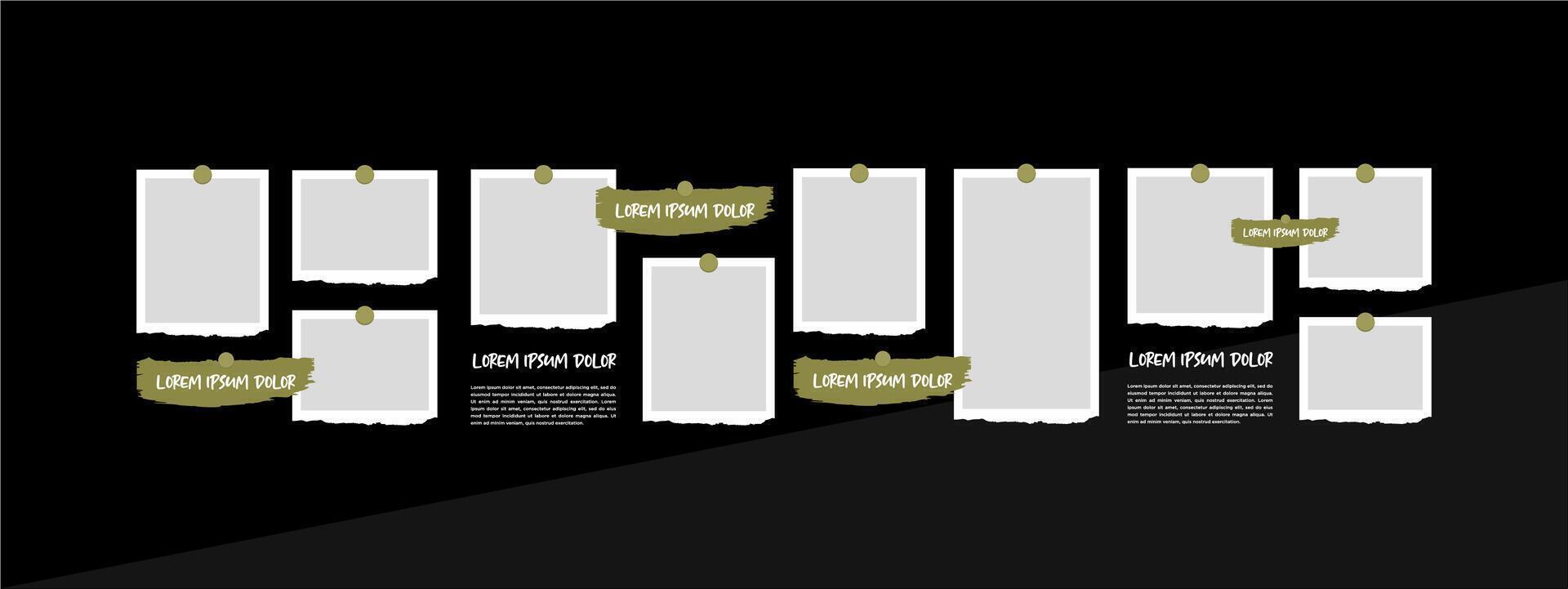 photos frame collage and digital photo wall vector