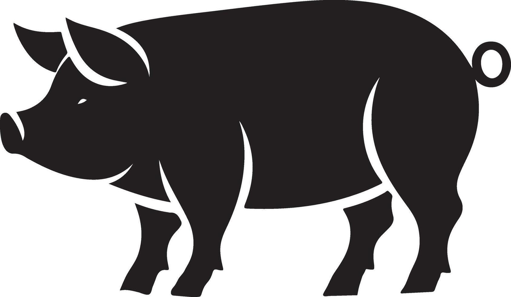 Editable pig silhouette illustration vector