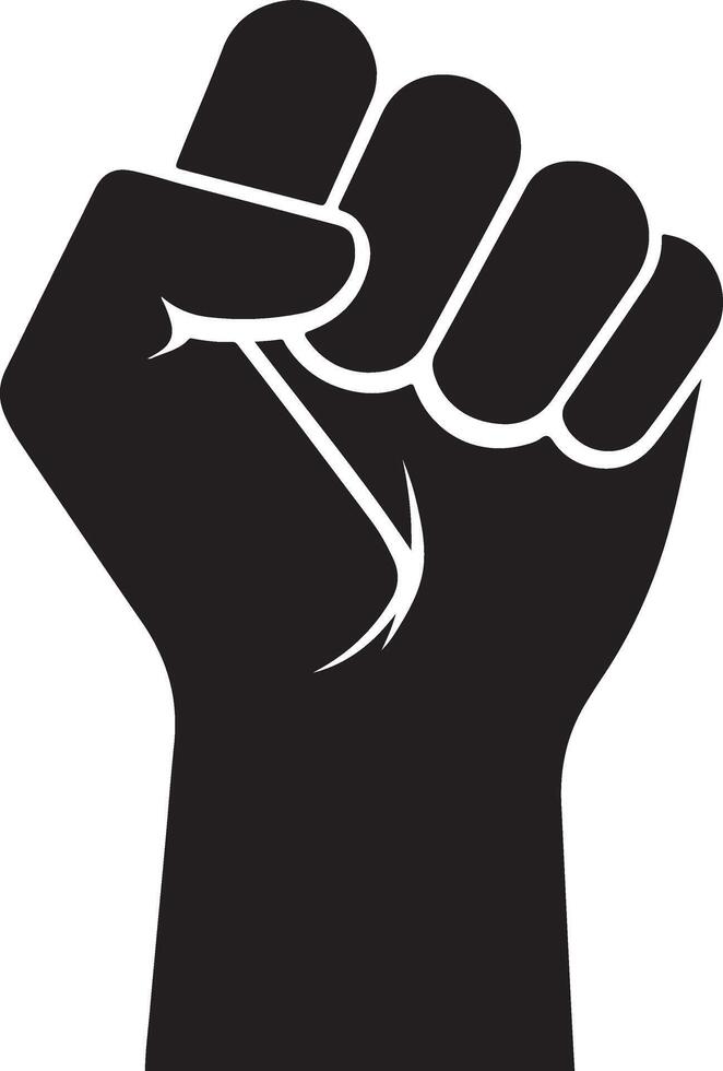 Impactful Strong Raised Fist Silhouette Illustrations vector