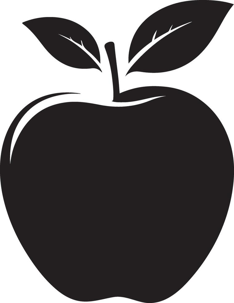 Black Apple - Black Apple Silhouette with LeafBlack Apple - Black Apple Silhouette with Leaf vector