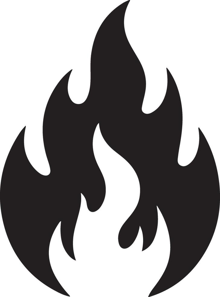 A Simplistic Black Icon Of Flame On A White vector