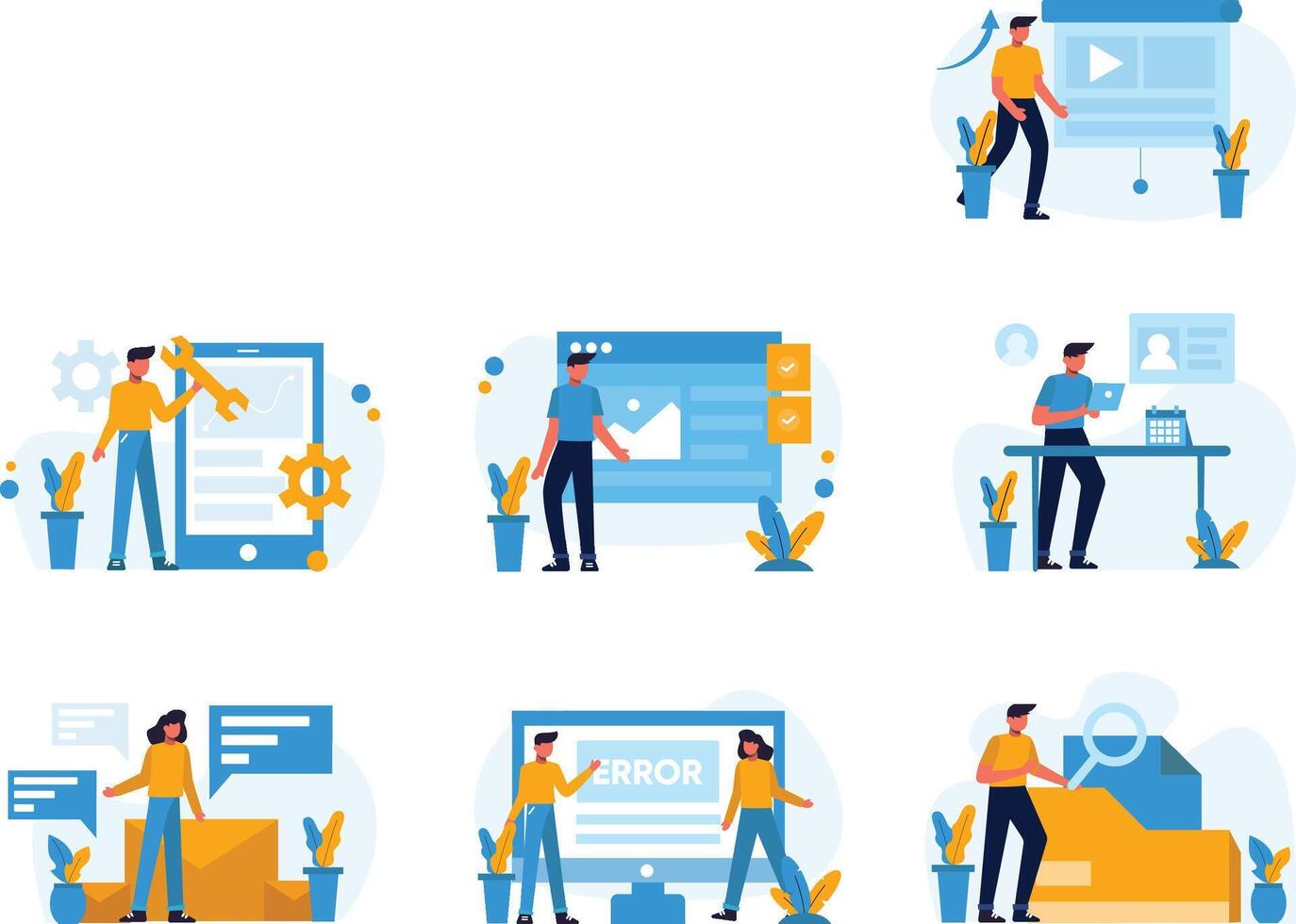 Illustration Set for Landing Page vector