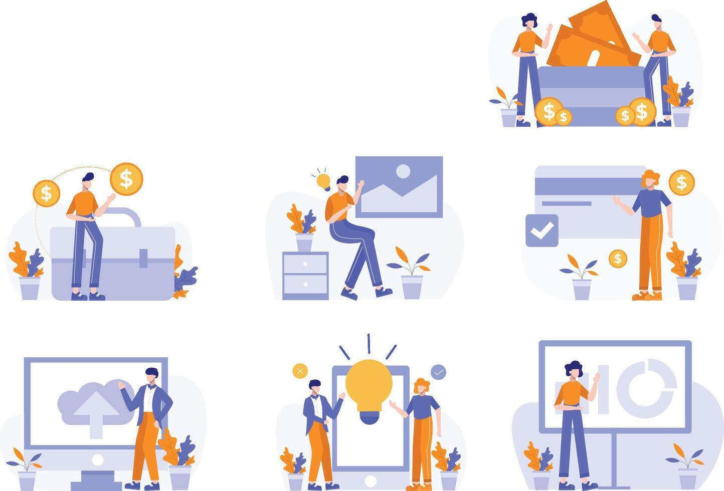 Business Creative Illustration Set vector