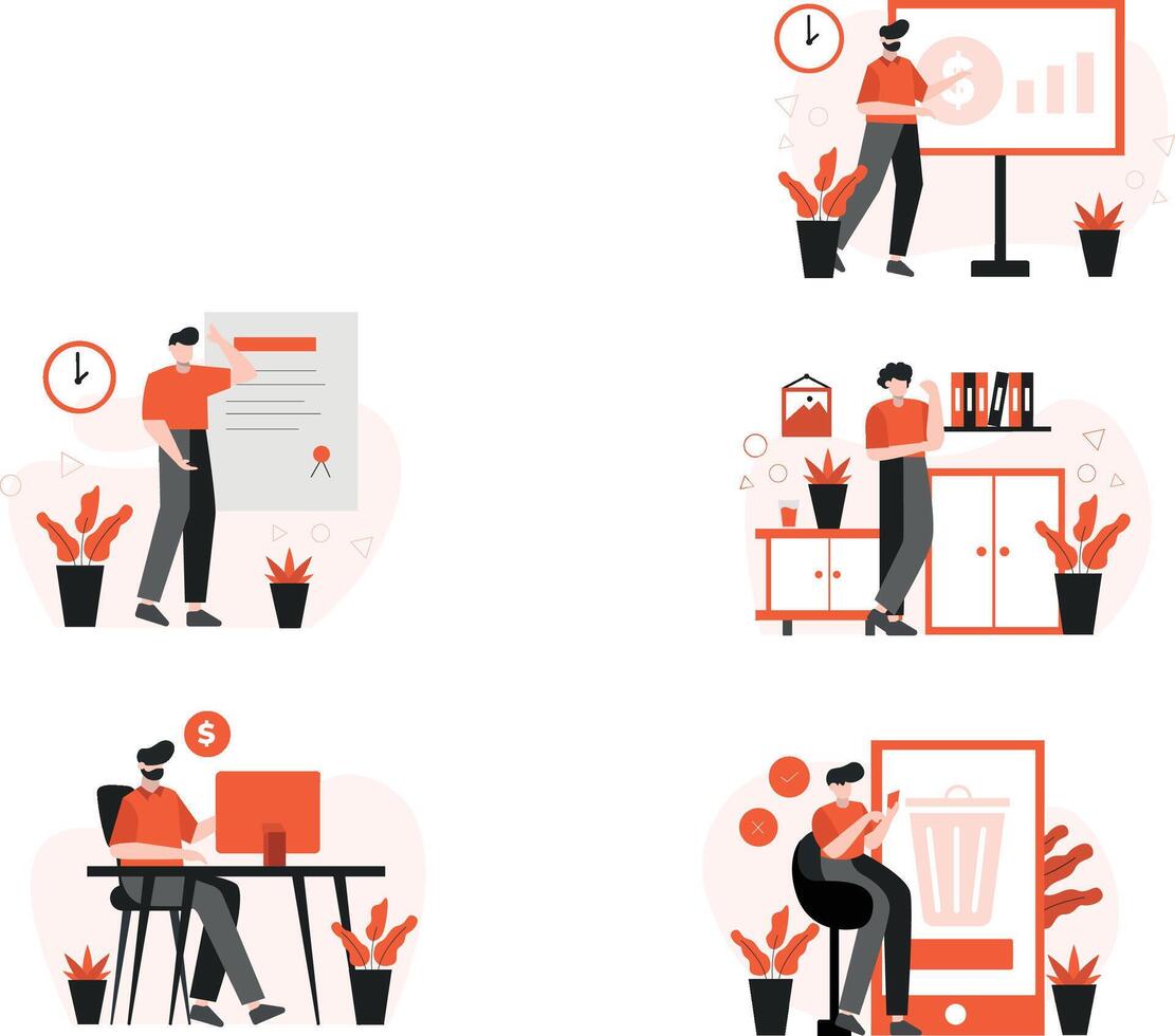 Office Activity Illustration Set vector