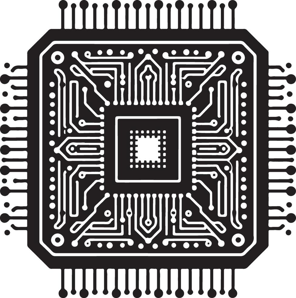 AI processor glyph icon vector