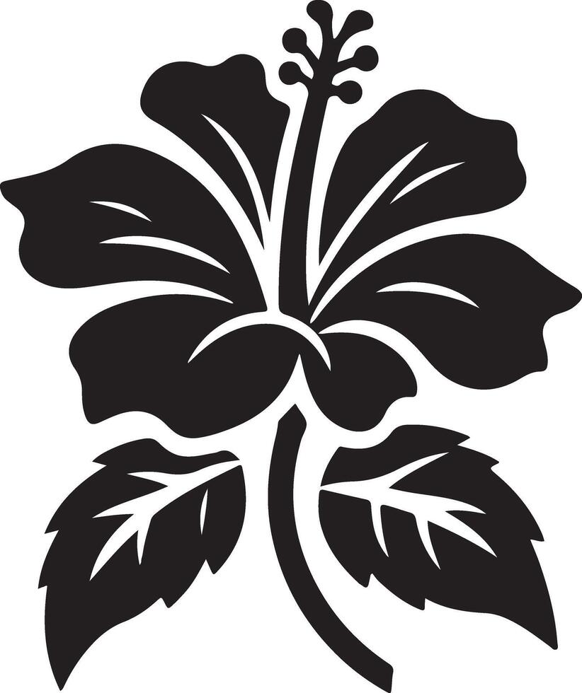 Hibiscus solid color silhouette vector