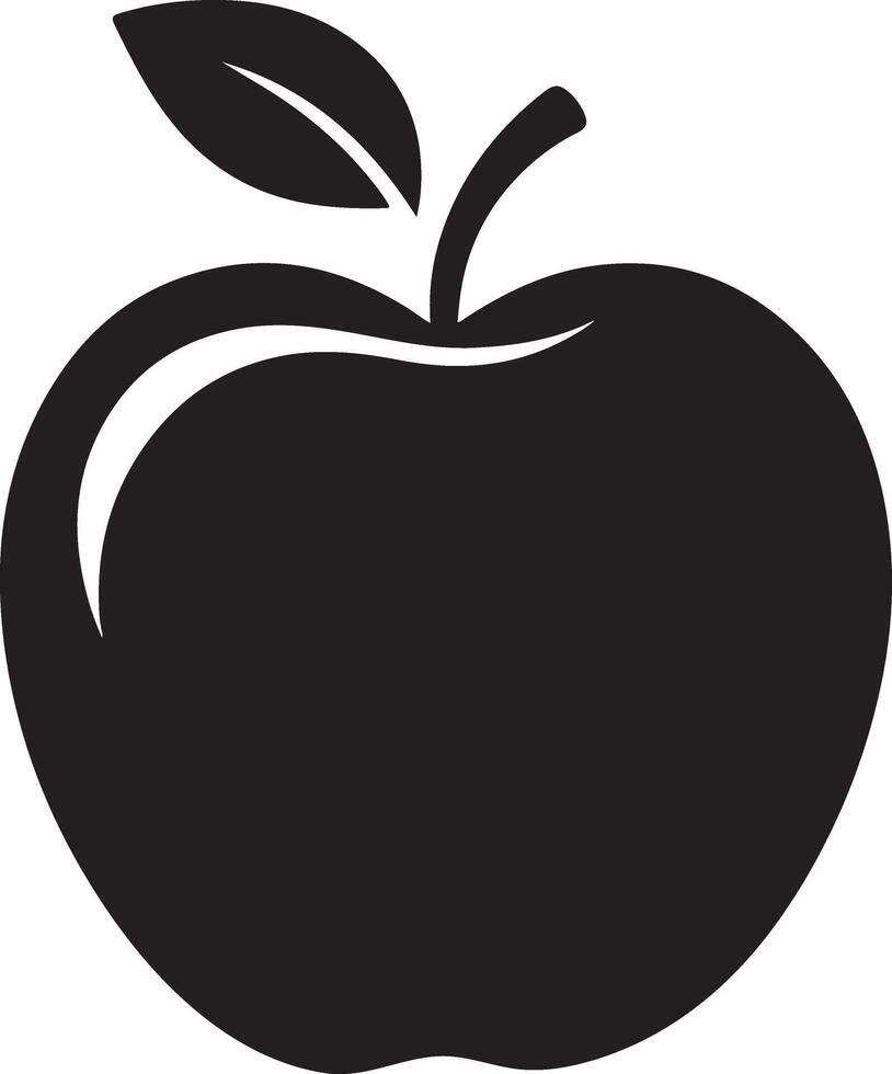 Black Apple Silhouette with Leaf vector