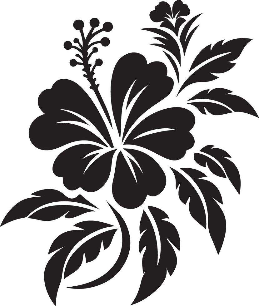 Hibiscus flower black silhouette on white Image vector