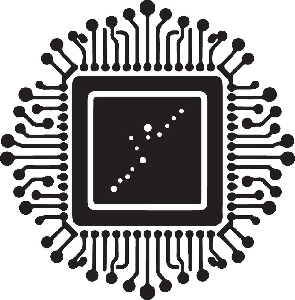 Artificial intelligence AI processor chip icon symbol for graphic vector