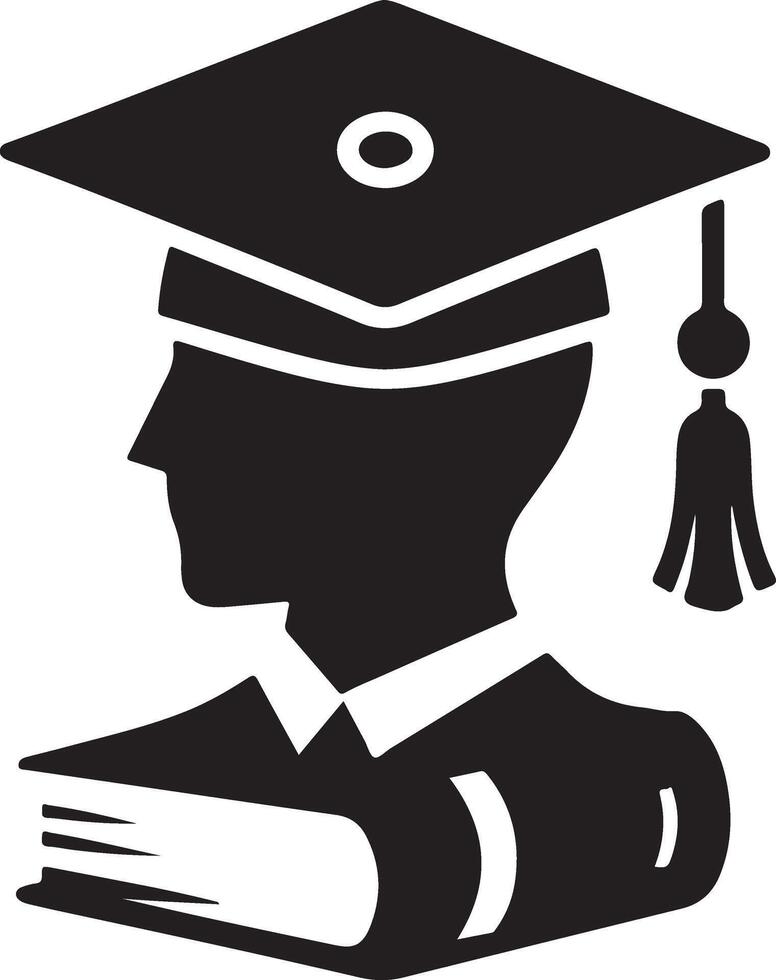 Black Graduation Cap Silhouette vector