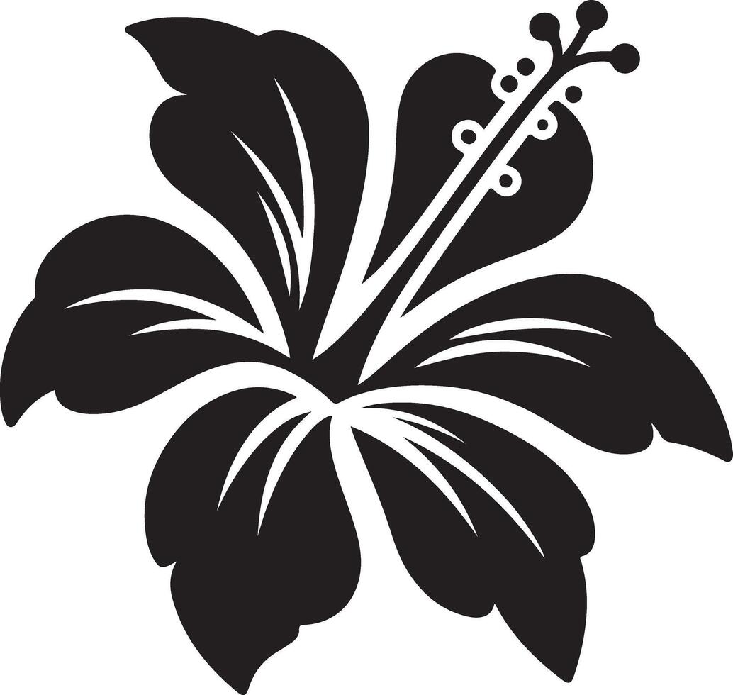 Hibiscus flower black silhouette vector