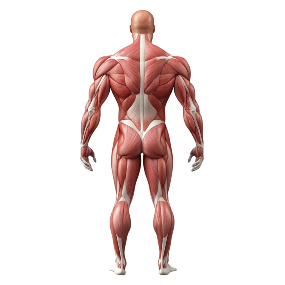 Highlighted Human Body Muscles on Transparent Background. png