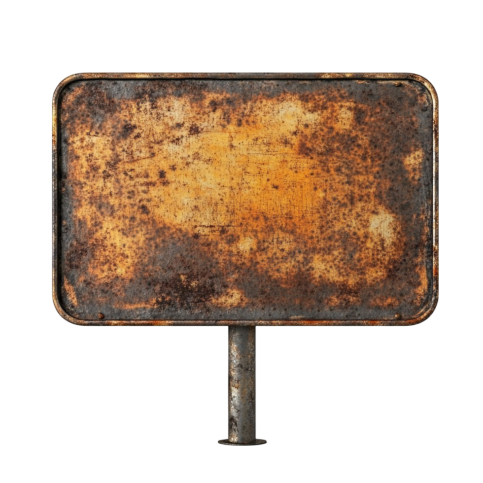 Old Rusty Metal Signpost on Transparent Background. png