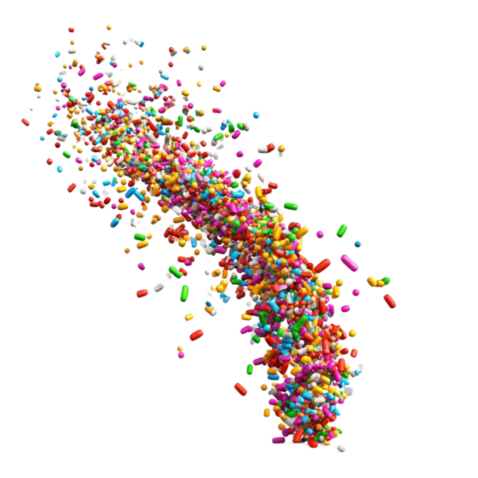 Colorful Pills Falling from the Sky on Transparent Background. png