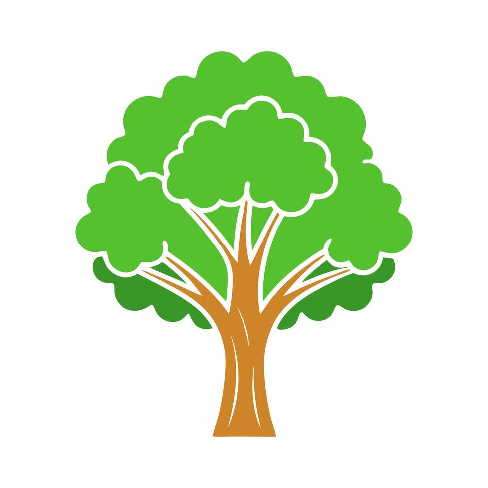 An Oak Tree Illustration with Green Foliage vector
