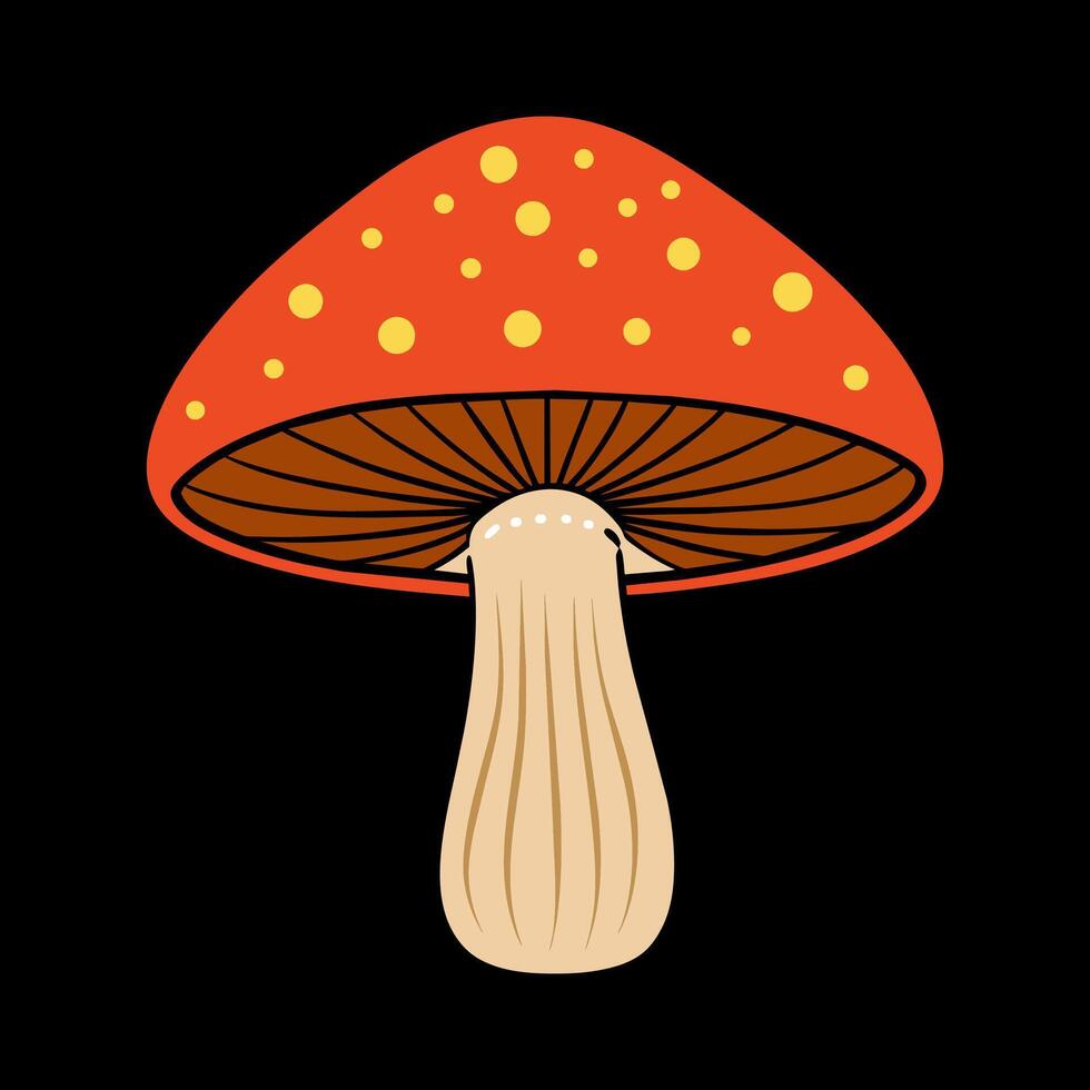 Stylized Red Mushroom with Yellow Spots vector