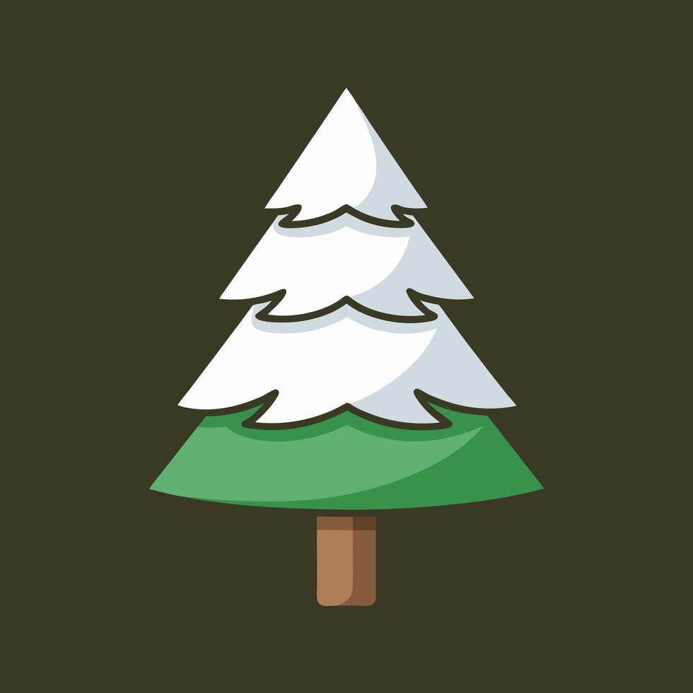 A Pine Tree Icon with Snow on Branches vector