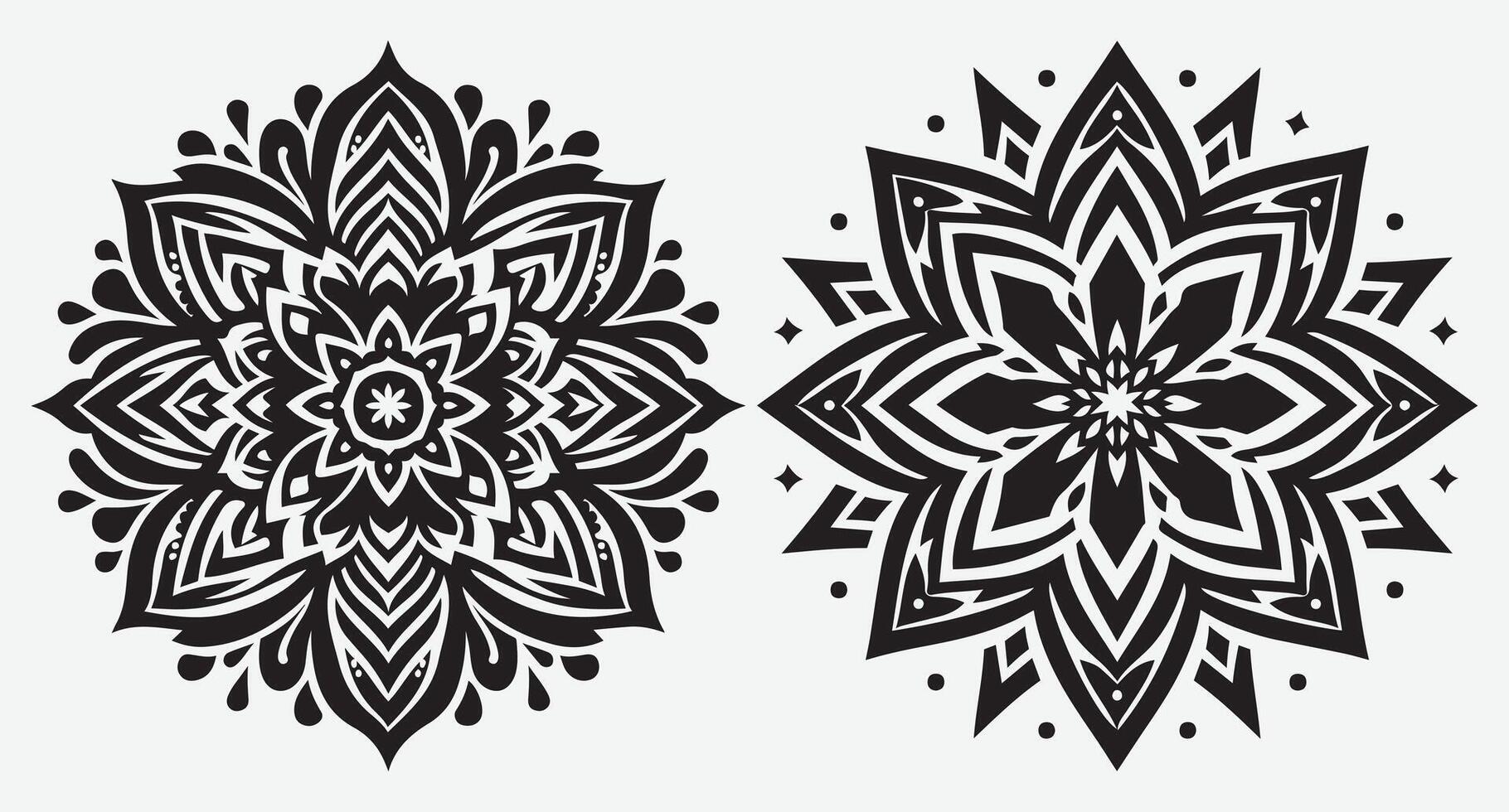 Beautiful Floral Mandala Silhouettes for Inviting Wedding Invitations vector
