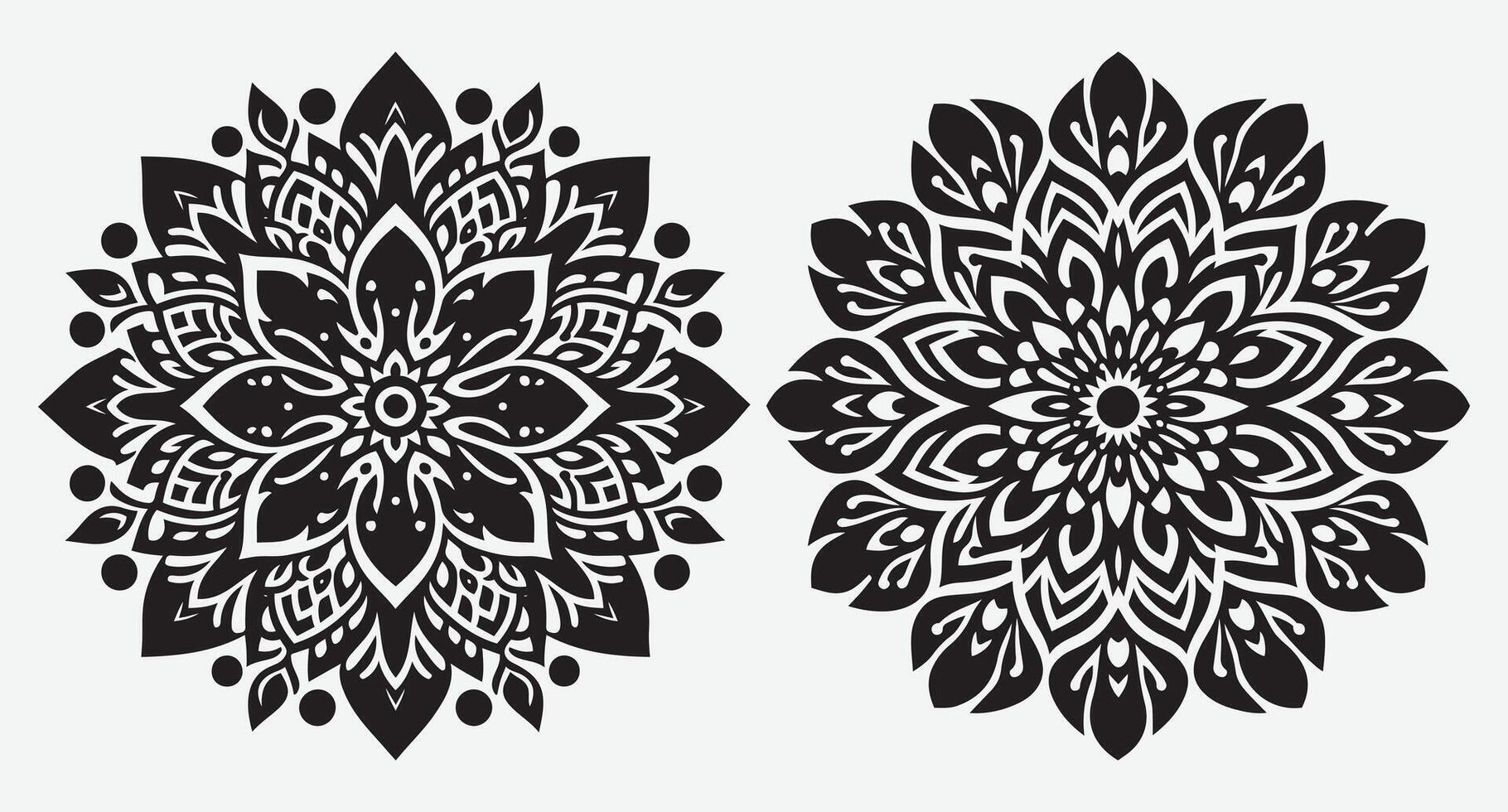Whimsical Floral Mandala Patterns for Festive Backgrounds and Decorations vector