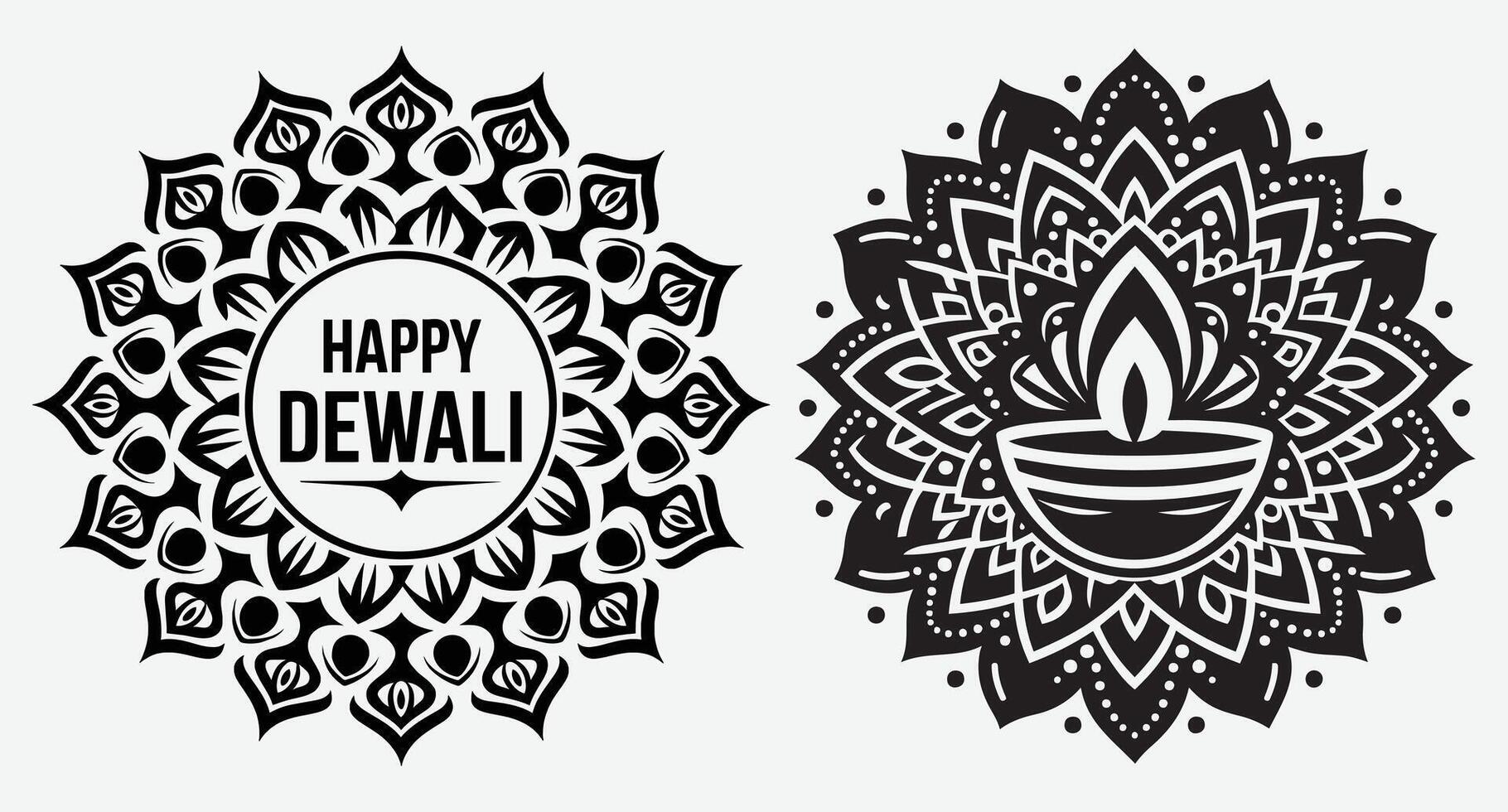 Elegant Floral Mandala Silhouettes for Religious Festival Background Designs vector