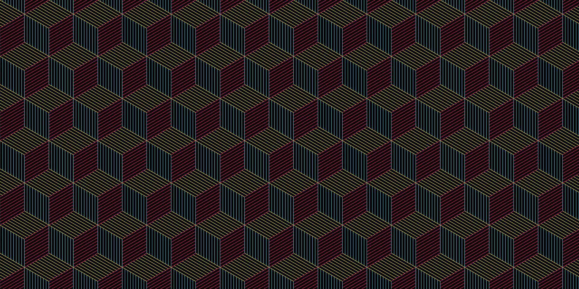 Japanese traditional pattern, cubic block pattern with trend retro line style and neon colors vector
