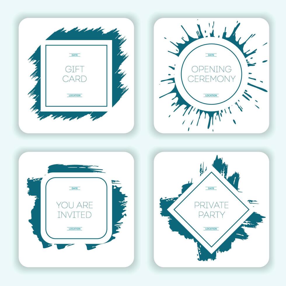 Trendy hand drawn cards Template. Brush stroke design. invitation, birthday, opening ceremony, gift and private party card background. vector