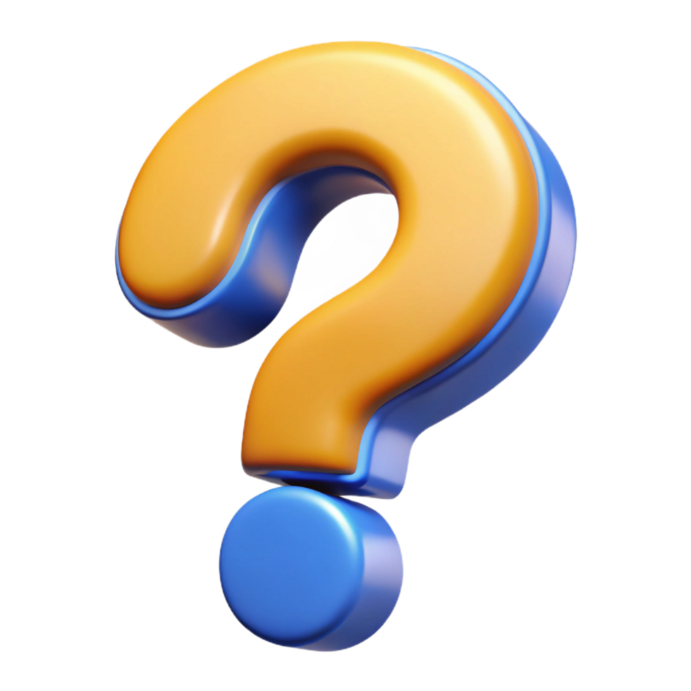 Distinctive 3D Question Mark Icon with Fine Rendering and Transparent Background, Tailored for High End Digital Design Projects png