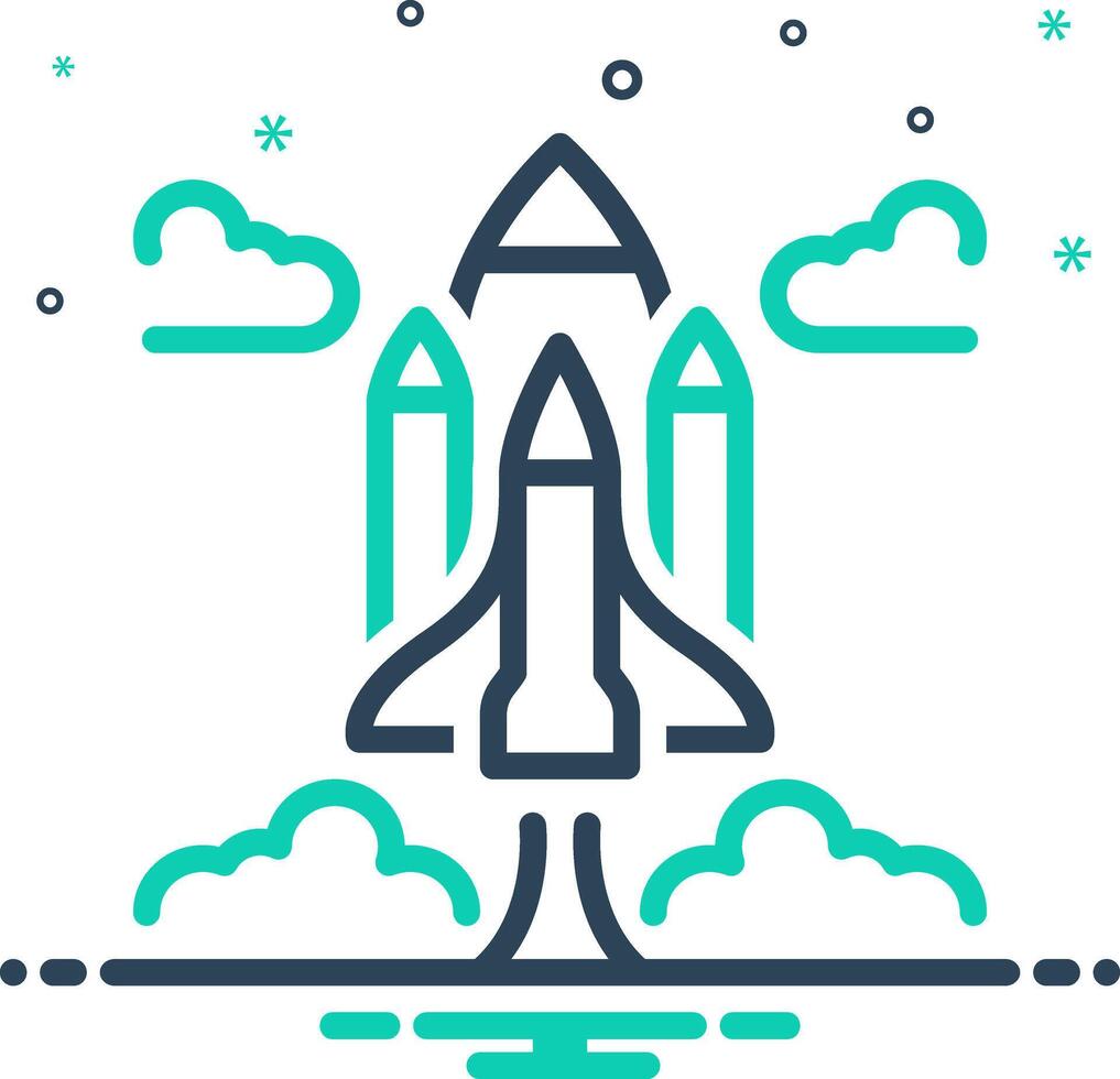 Mix icon for rocket launch vector